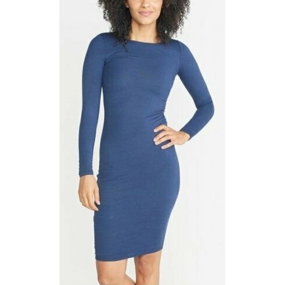 MARINE LAYER Lexi Longsleeve Midi Dress in Blue - Picture 6 of 7